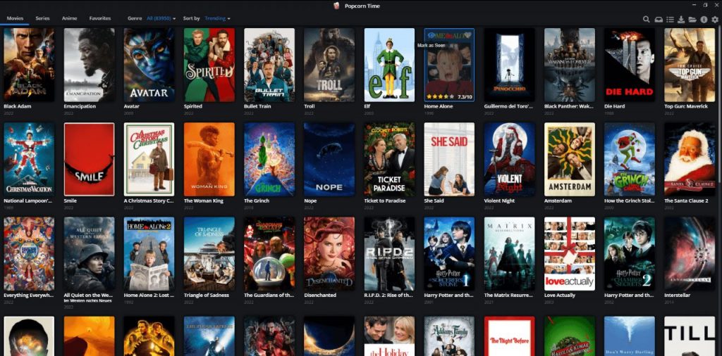 Popcorn Time home page
