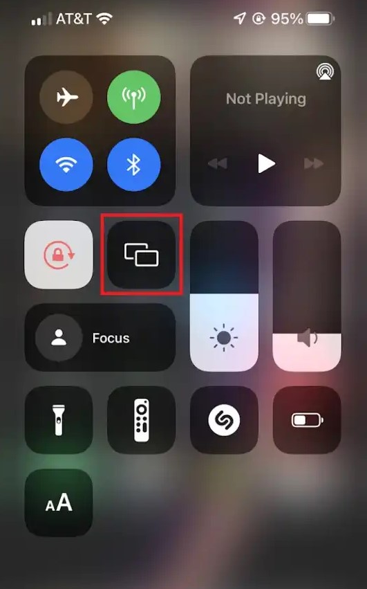 Select Screen Mirroring icon on iPhone
