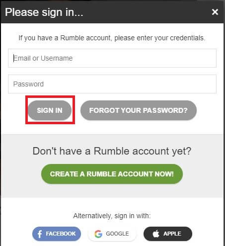Sign in to Rumble to watch on Roku