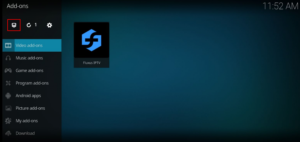 Click the package installer to download SportsDevil  addon on Kodi