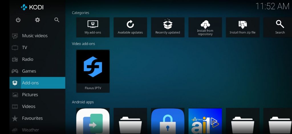 Click Addons to download SportsDevil Addon on Kodi 