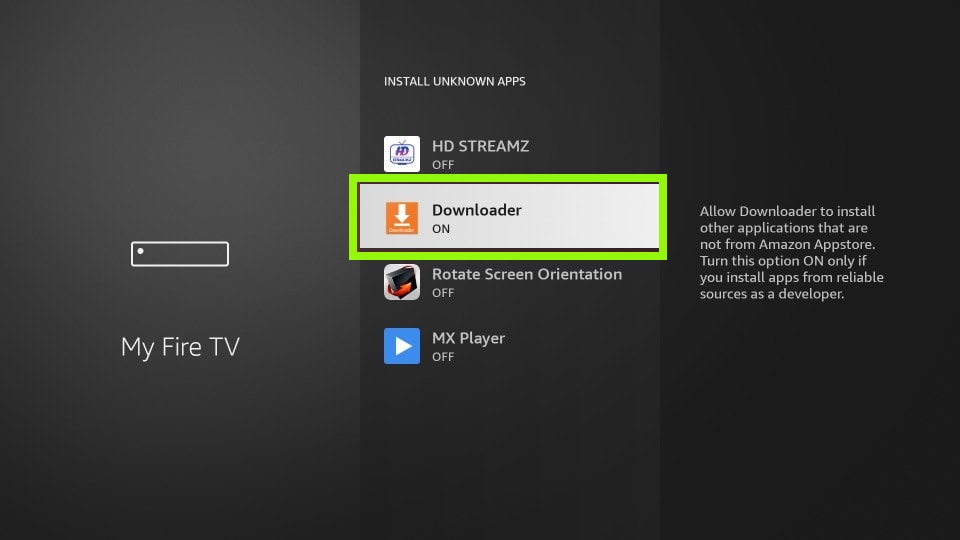 Enable Downloader to install Stremio on Firestick 