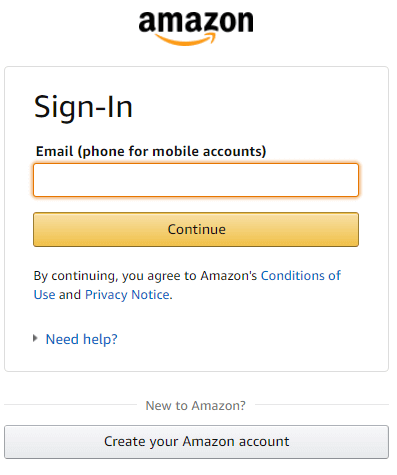 Sign into Amazon account