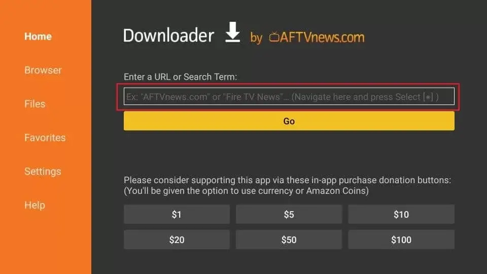 Enter the apk file URL of Strix on Downloader