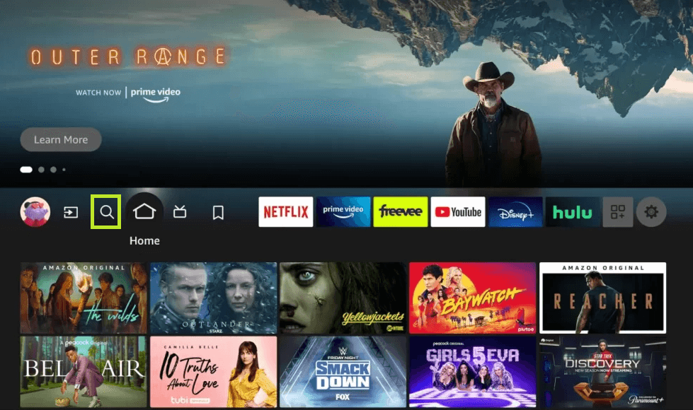 Click the Find icon on Firestick Home page