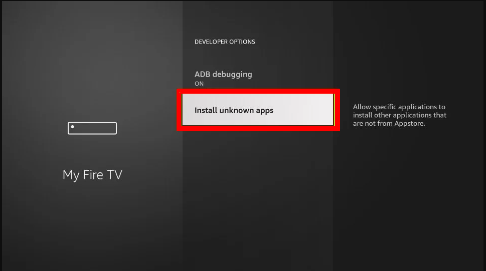 enable install unknown apps to Install Bally Sports on Firestick