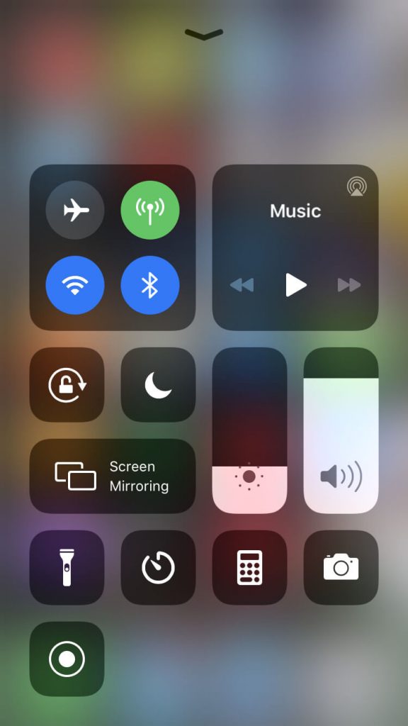 Click Screen Mirroring option on your iPhone from Control Center