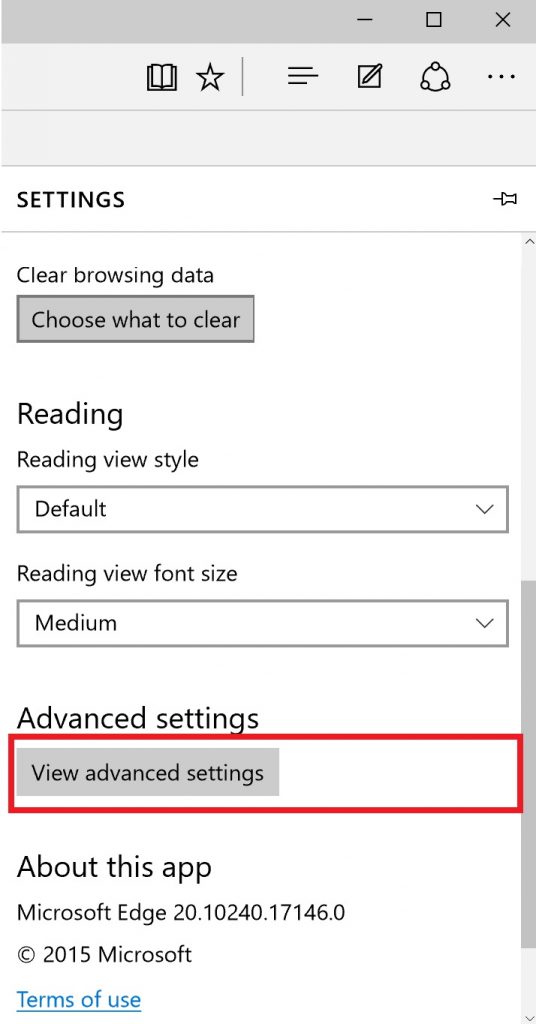 Select View Advanced settings