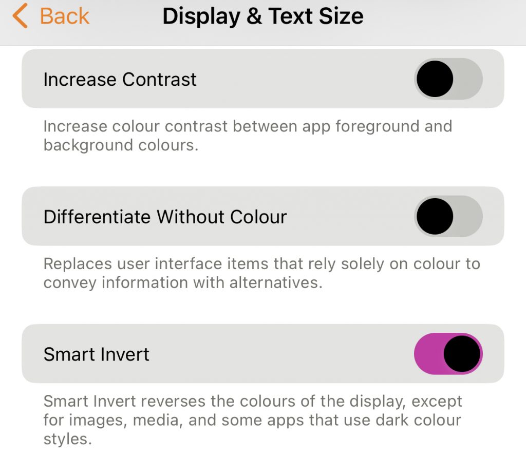 Select Smart Invert - Amazon Dark Mode
