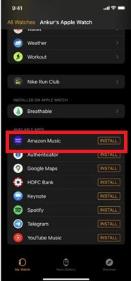 Amazon Music on Apple Watch