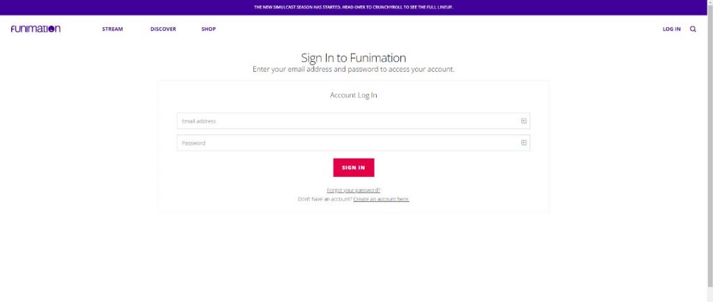 Sign in to Funimation