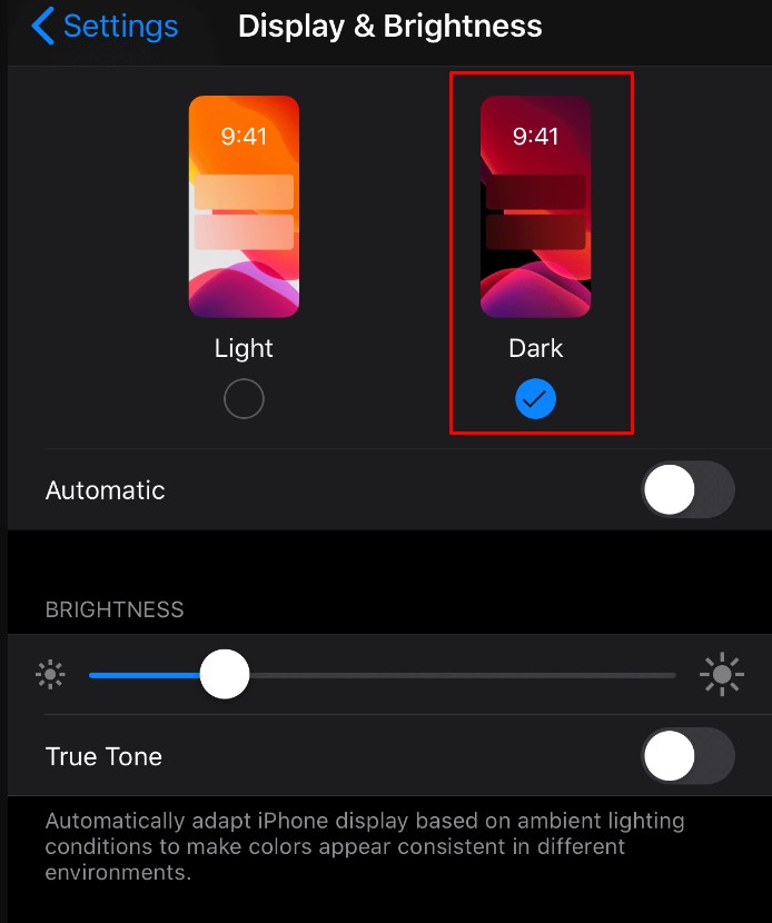 iPhone dark mode Chrome