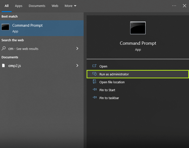 Rum Command Prompt as the Administrator. 