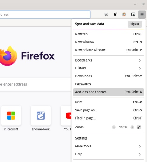 Add-ons and themes on Firefox