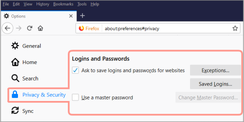 Firefox vs Chrome: Master Password Option in Firefox