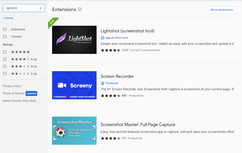 Lightshot extension to Take a Screenshot on Chrome