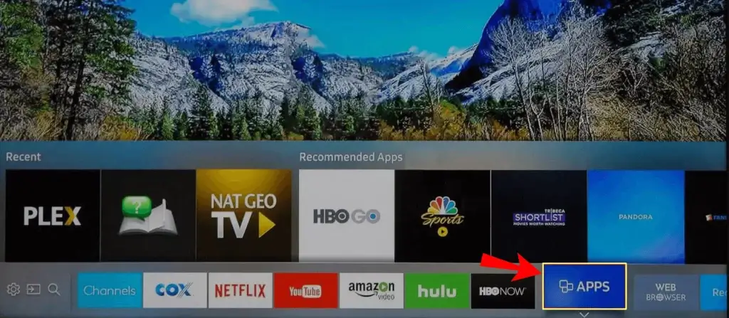 Go to Apps section of Samsung TV Home page