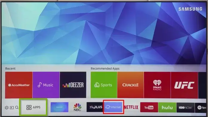 Navigate to Internet Browser from Samsung TV Home page