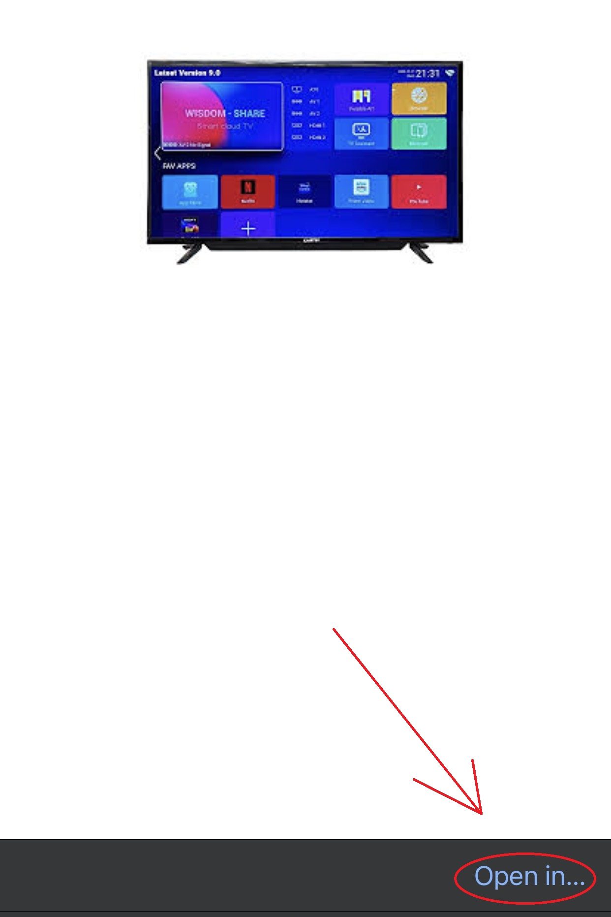 Tap the Open in option