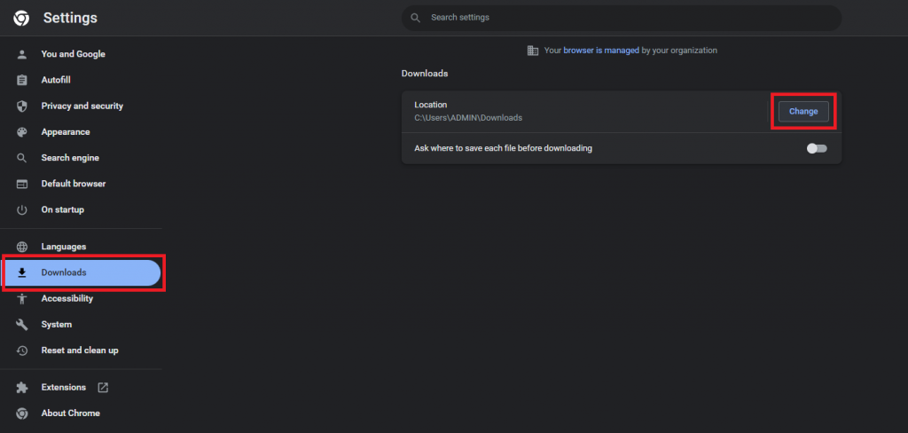 Change download location in Chrome on Windows/Mac