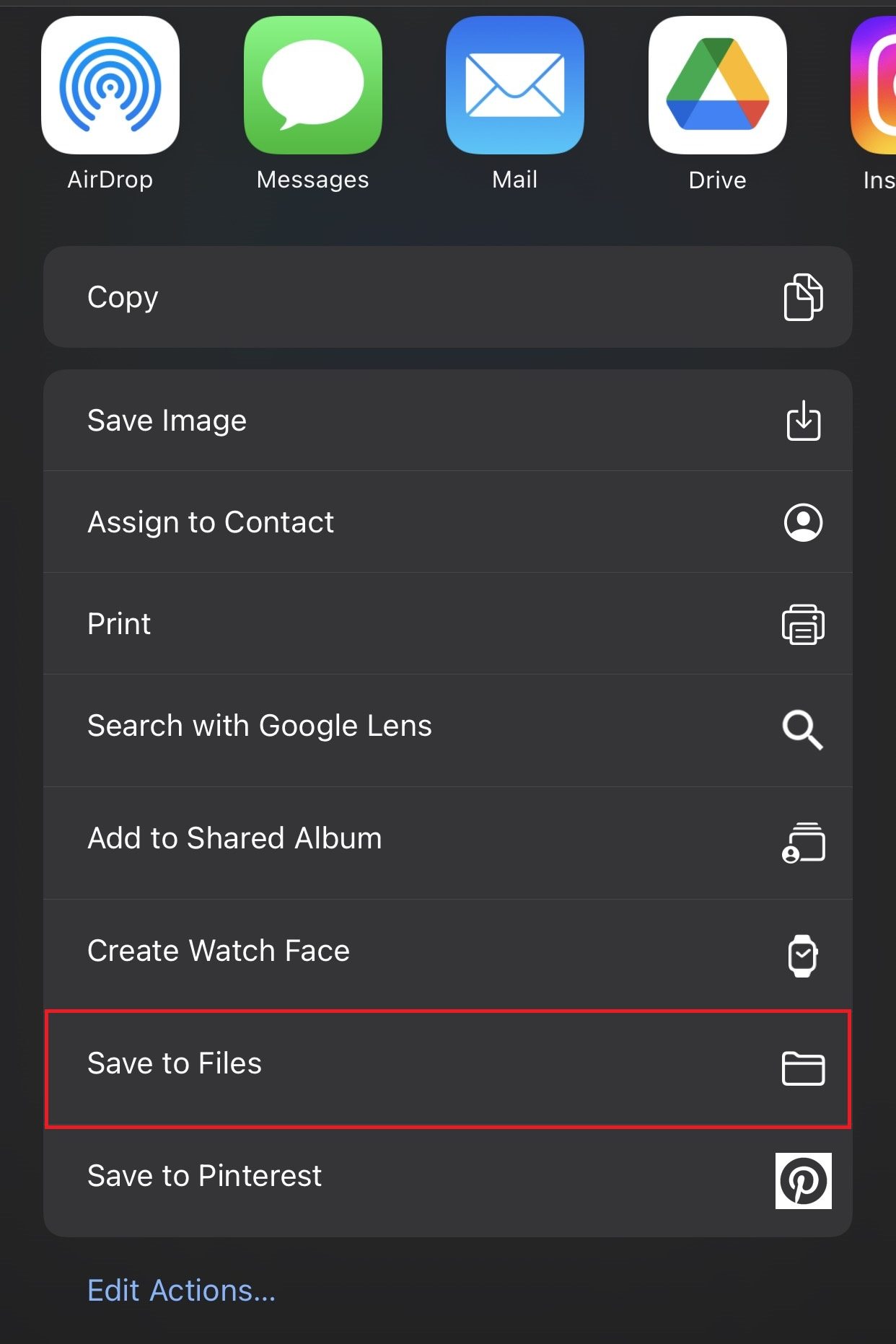 Choose Save to Files