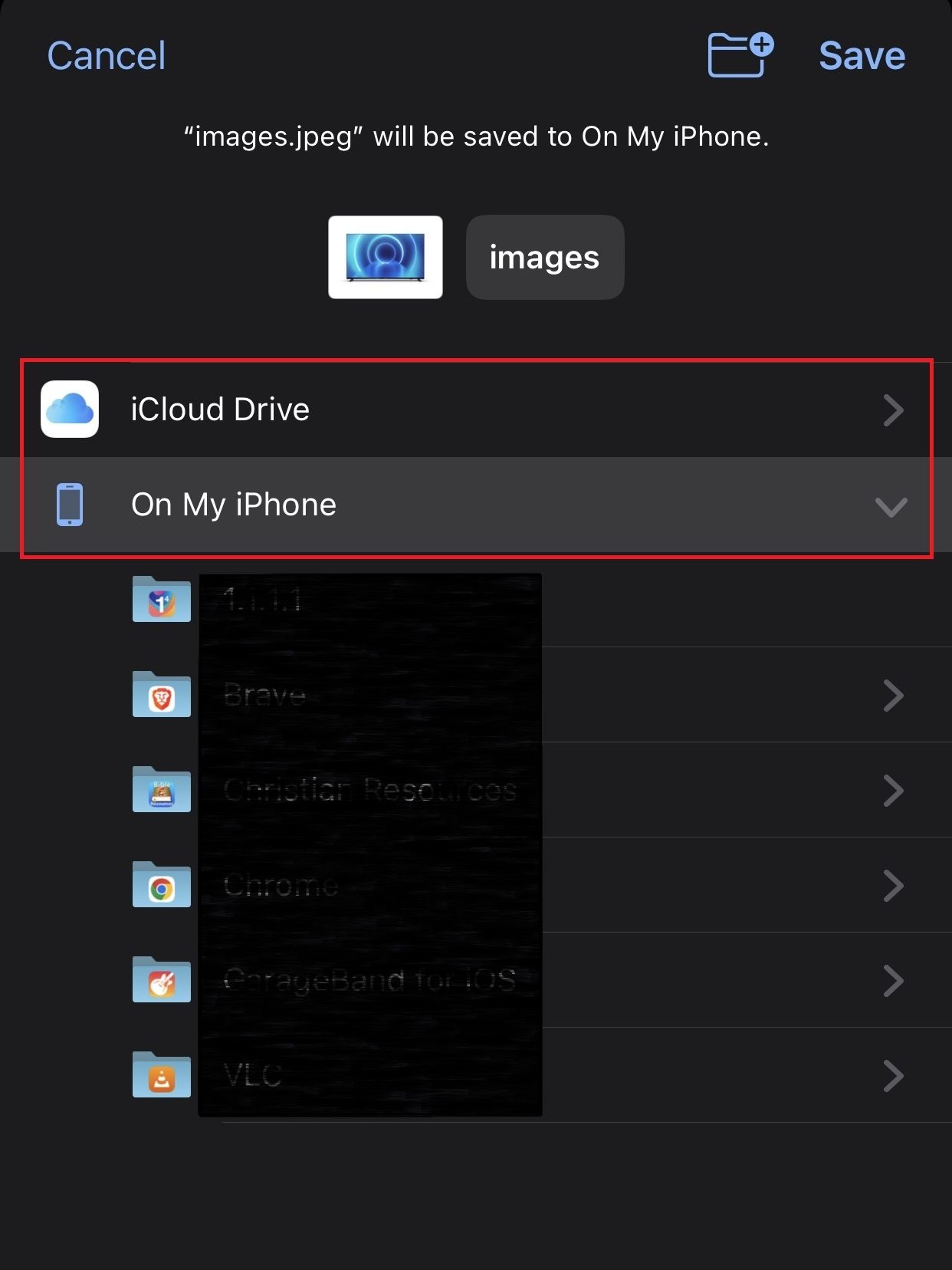 Choose the download location to change it on iOS
