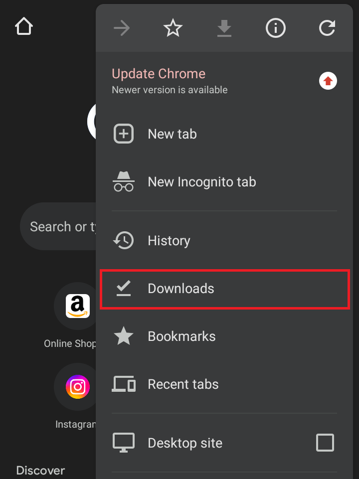 Open chrome go to Downloads 