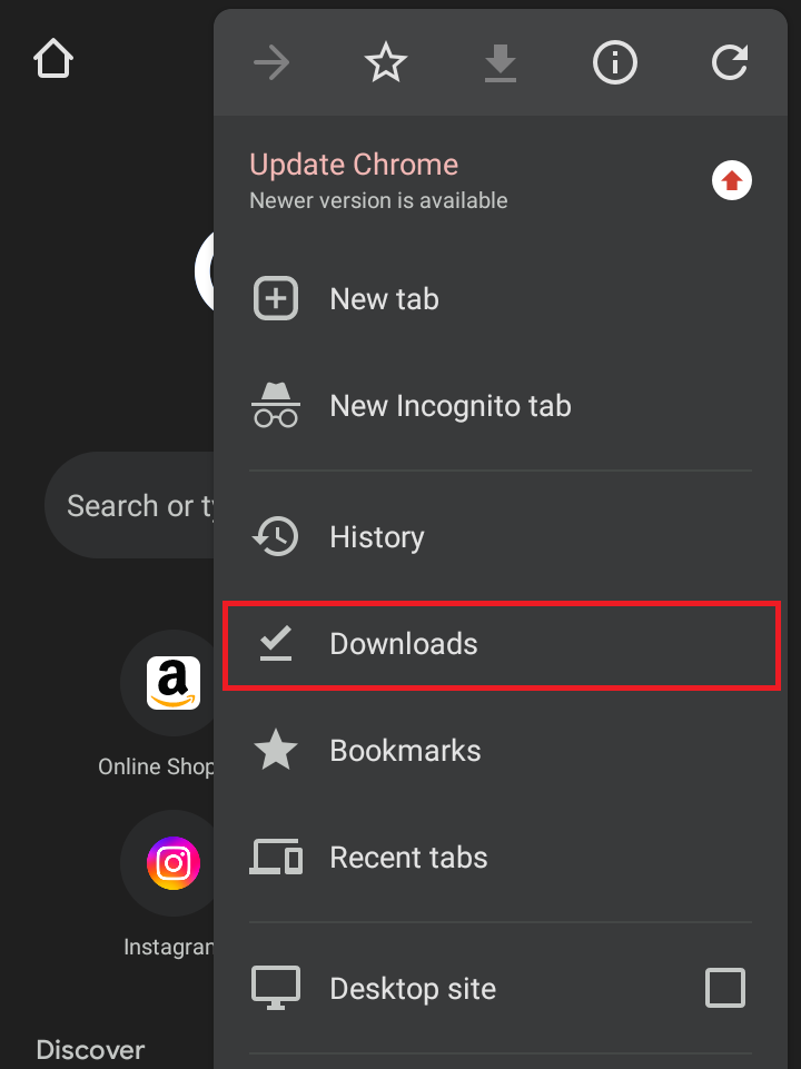 Open chrome go to Downloads