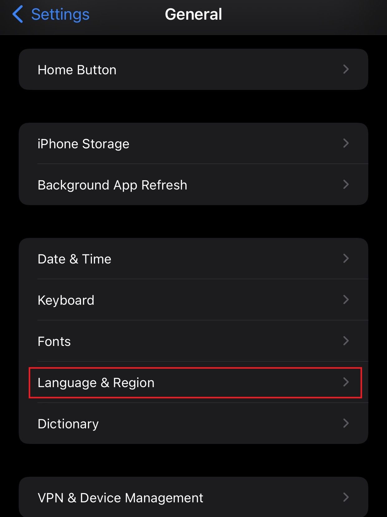 Language & Region under General Settings to change language on Google Chrome