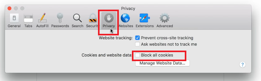 Uncheck Block all cookies to enable cookies on Safari