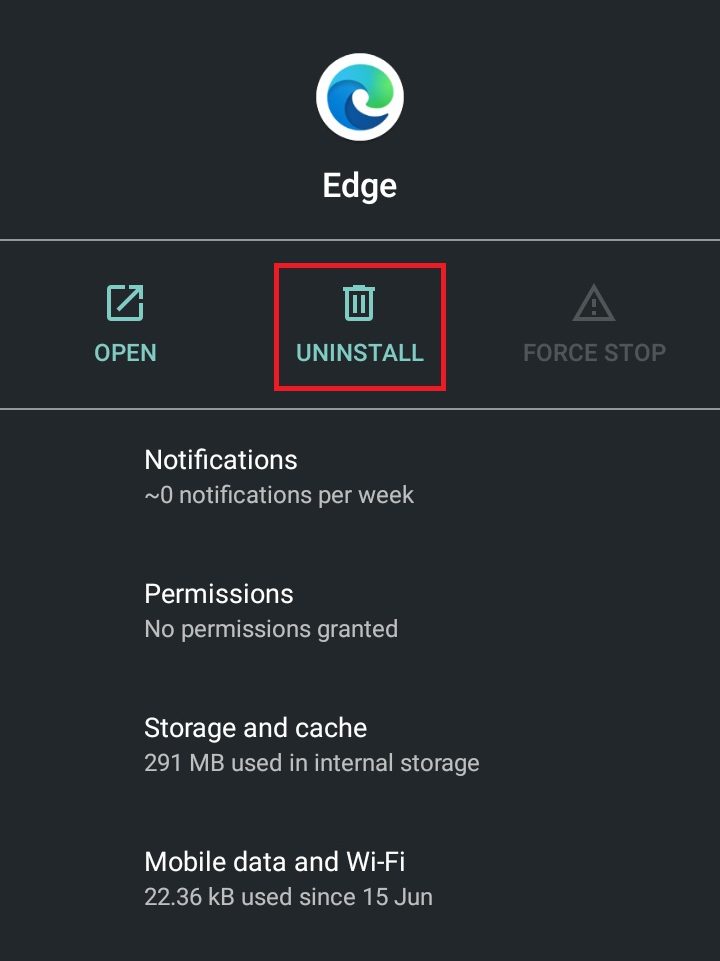 Tap on Uninstall