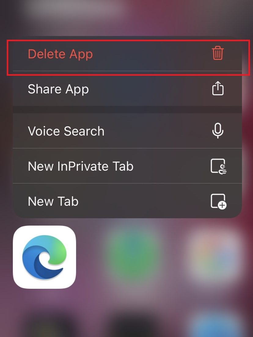 Delete Edge App from App library 