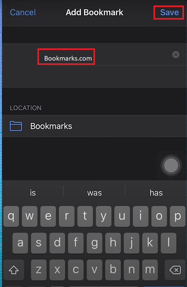 Tap on save to add the bookmark on Safari