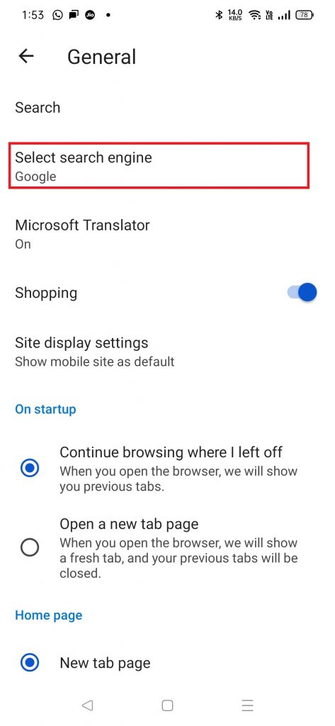 Change search engine on Microsoft Edge