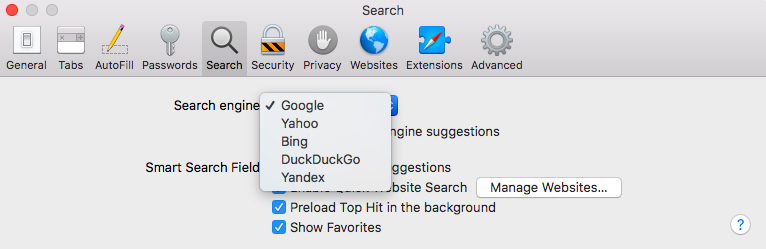 Change Search Engine on Safari Mac