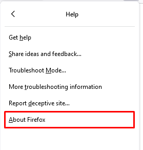 Click About Firefox