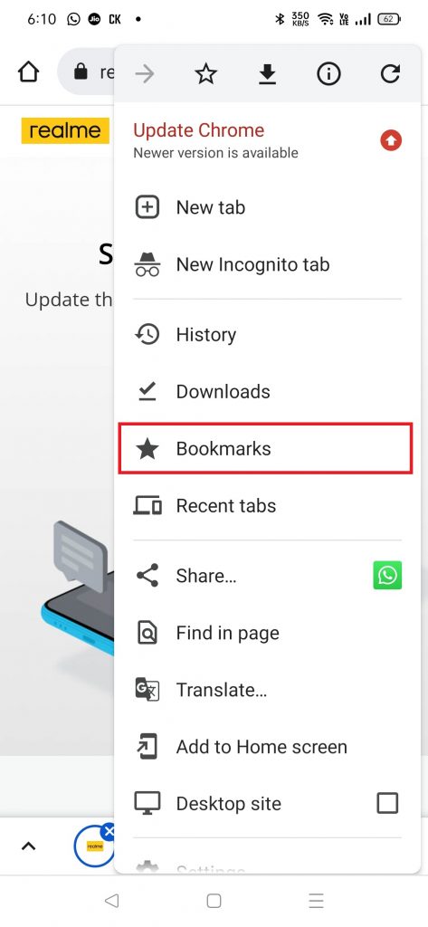 Select bookmarks