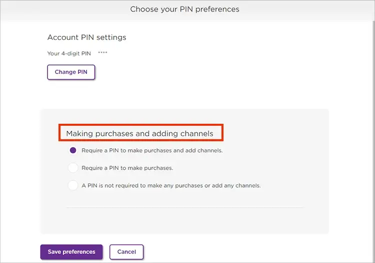 Choose an option under Making purchases and adding content