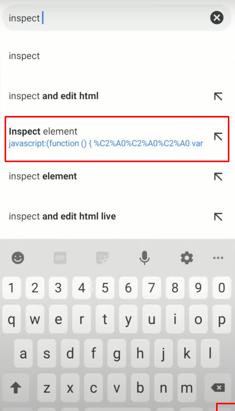 Select the Inspect Element link 