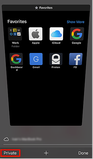 Click on Private o  to open incognito mode in Safari