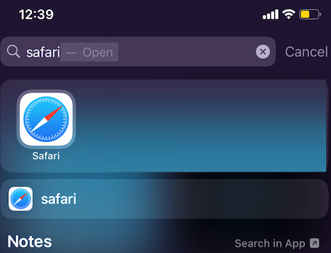 Move Safari from the spotlight