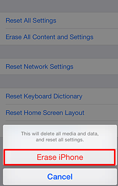 Tap Erase this iPhone