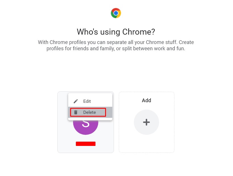 Delete the Google account on Chrome