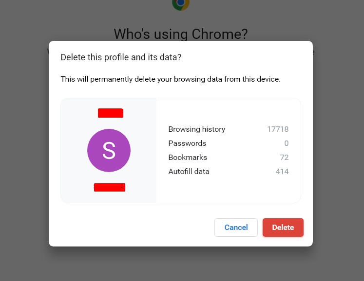 Remove the Google account from Chrome