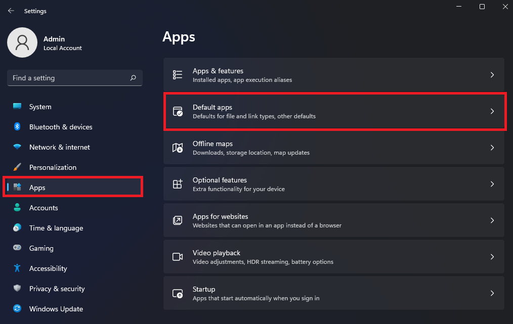 Click on Default apps