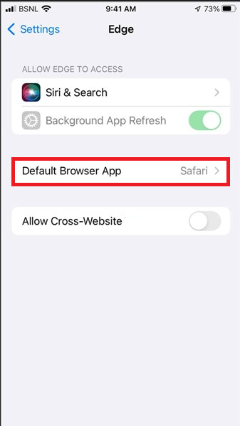 Tap Default Browser Apps