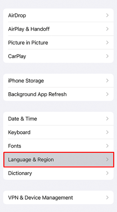 Tap Language & Region to Translate a Page on Safari