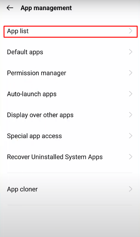 Select App list
