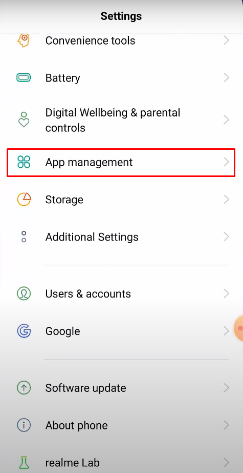 Tap on App Management