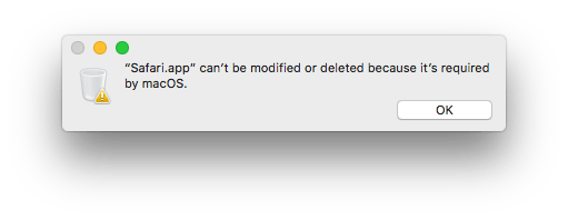 Safari app cant be deleted or modified